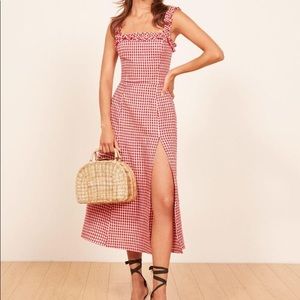 Reformation Lavender Dress in Red Gingham